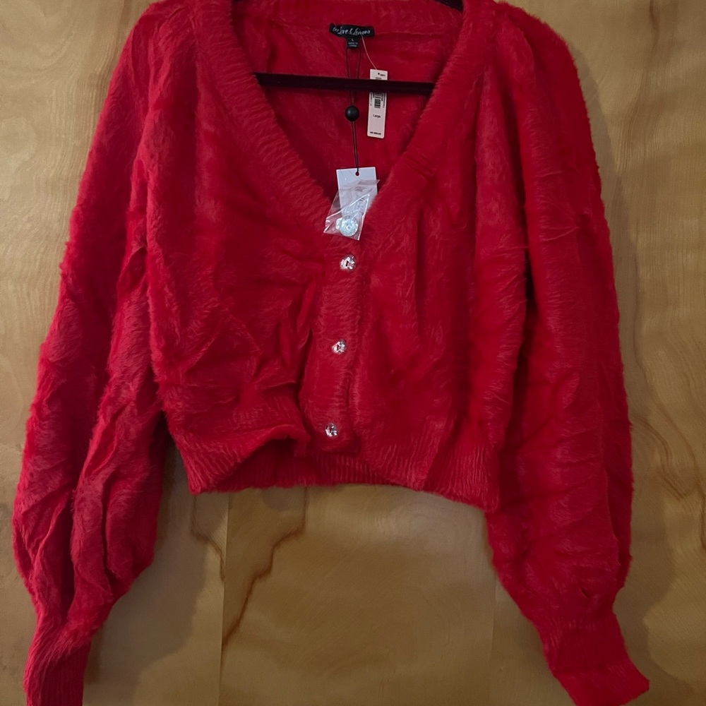 For Love And Lemons Vibrant Red Cardigan